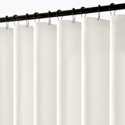 "ANRODUO White Linen Textured Fabric Shower Curtain Set - 72""x80"" with 12 Rust Resistant Durable Metal Hooks, Waterproof & Heavy Duty Polyester, Button Hole Design, Machine Washable for Bathroom Decor"