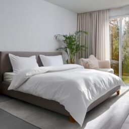 Double Bed Duvet Cover Set, Brushed Polyester Microfibre, White - Double Duvet Cover + 2 Pillowcases 50 x 80 cm - Soft, Durable and Easy to Wash