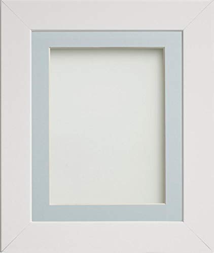 Frame Company Watson White Picture Photo Frame fitted with Perspex, 12x10 inch with Light Blue Mount for image size 8x6 inch