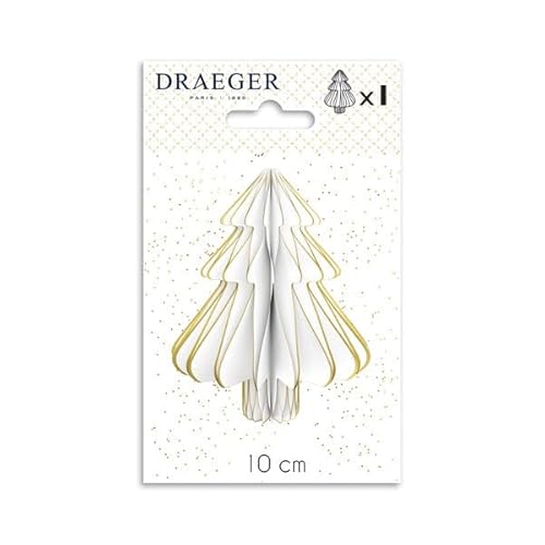 Draeger Paris Paper Ball with White Christmas Tree with Gold Glitter Finish 8 x 14 cm