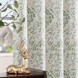 Lazzzy Sage Green Floral Damask Blackout Curtains 84 Inches Long for Living Room, Medallion Farmhouse Vintage Floral Printed Room Darkening Treatments, Back Tab Thermal Insulated Drapes, 2 Panels