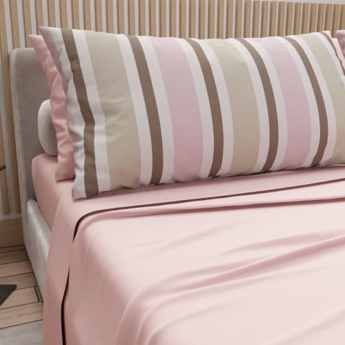 PETTI Artigiani Italiani - Cotton Sheets, Complete Bed Set with Pillowcases in Digital Print Mille Rows 34 - Maxi Double - Made with Love in Italy since 1968