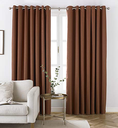 "furn. Moon Eyelet Blackout Curtains, 3-Pass Blackout, Polyester, Burnt Orange, 229cm width x 137 cm drop (90"" x 54"" inches)"