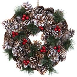 GreenBrokers Christmas Hanging Wreath 30cm - Festive Pine Cone Display with Subtle White Frosting