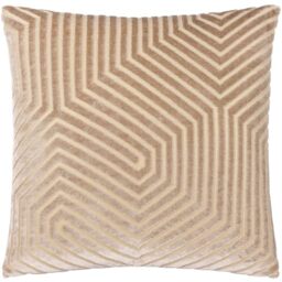 Paoletti Evoke Velvet Polyester Filled Cushion – Luxurious Chevron Pattern Decorative Square Pillow With Filling (Mink - 45x45cm)