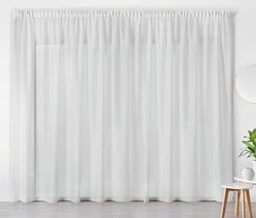 Linder Elegant Transparent Indoor Net Curtains for Windows Polyester Linen White with Ruffle Trim 240 x 240 cm Ideal for Living Room Bedroom Kitchen