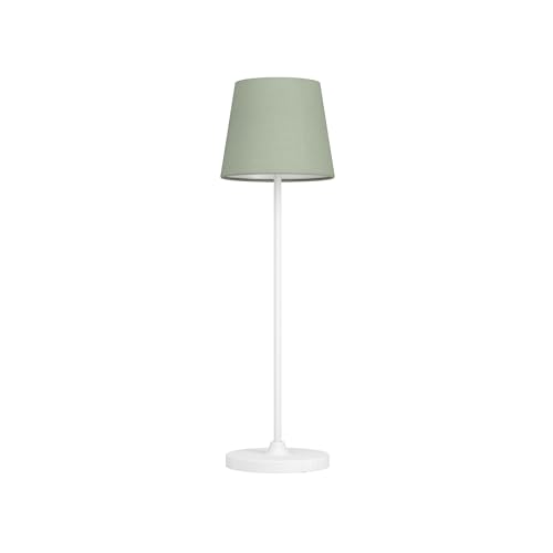 Eglo Cordless LED Table lamp Leonero, Wireless Battery Bedside Light, USB Rechargable Indoor Lighting, Metal with lampshade, Green White, Touch dimmable, Warm - Neutral White