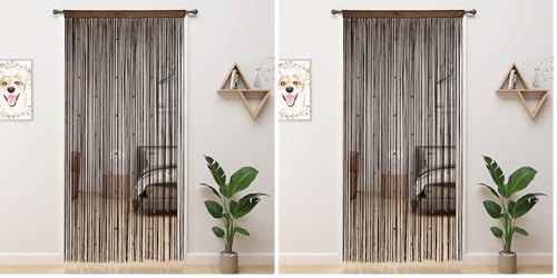 "YIIBAII Beaded Curtain Beaded Curtains for Doorways Crystals Suitable for Interior Hanging Decoration and Partitions Closet Curtains (Coffee, 39""x79"") (Pack of 2)"