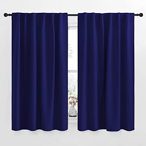 NICETOWN Blackout Draperies Curtains Window Drapes - (Navy Blue Color) 52 inches W by 63 inches L, Set of 2, Blackout Curtain Panels for Nursery