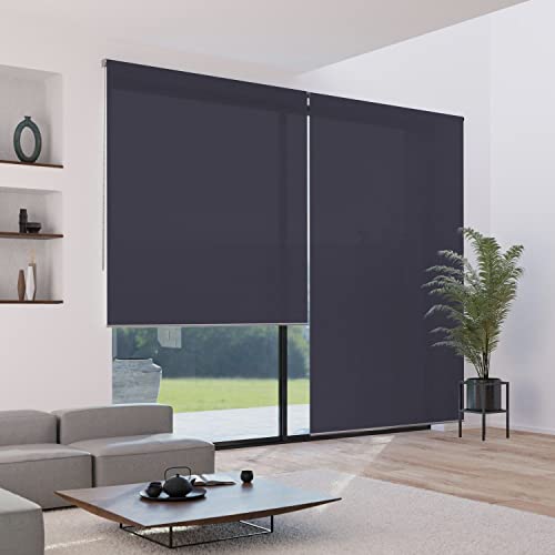 madecostore Plain Charcoal Grey Mesh Roller Blind - 84 x 250 cm (W x H) - With Drilling