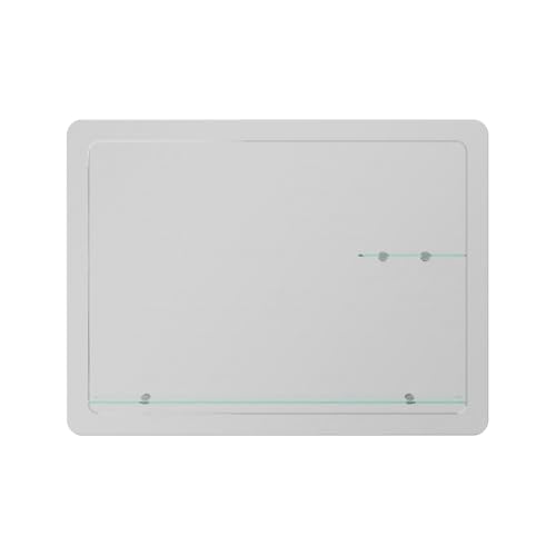 iBathUK Aria Bathroom Mirror Designer Frameless Rectangle Mirror with Glass Storage Shelf, Modern Wall Mounted Clear Silver Glass for Stylish Bathroom Spaces, 600x800mm