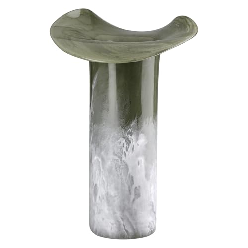 Ambos Glass Art Vase Glossy Green Matt Height 36 cm x Diameter 27 cm Mouth-Blown Handmade Glass Vase