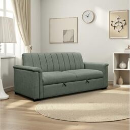 Dorel Home Charlotte 3 Seater Sofa Bed, Moss Green Fabric