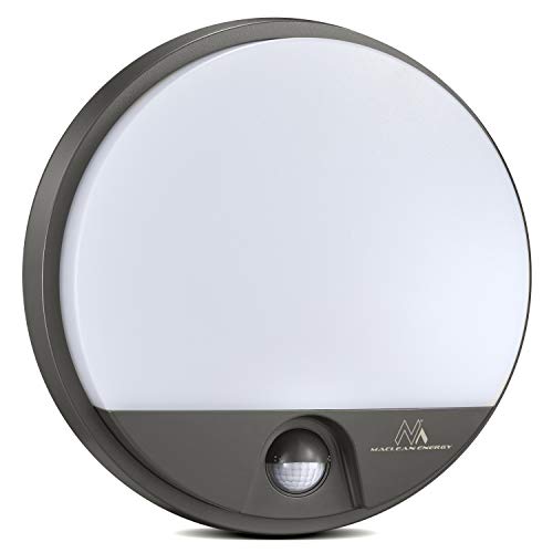 Maclean MCE291 GR Wall LED Lamp with Infrared Motion Sensor Indoor/Outdoor Lighting 1100lm 15W IP54 4000K Waterproof Gray