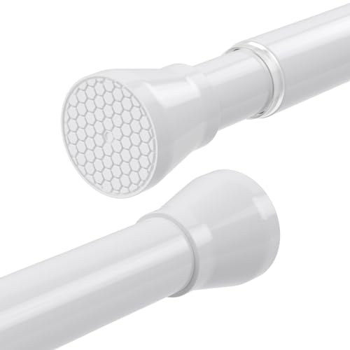 Tension Curtain Rod 2 Pack 33 to 59 Inch Curtain Rods No Drilling White Tension Rod Spring Rod Adjustable Curtain Rod Expandable Shower Rod Pressure Tension Rod for Windows Closet Doorway Door