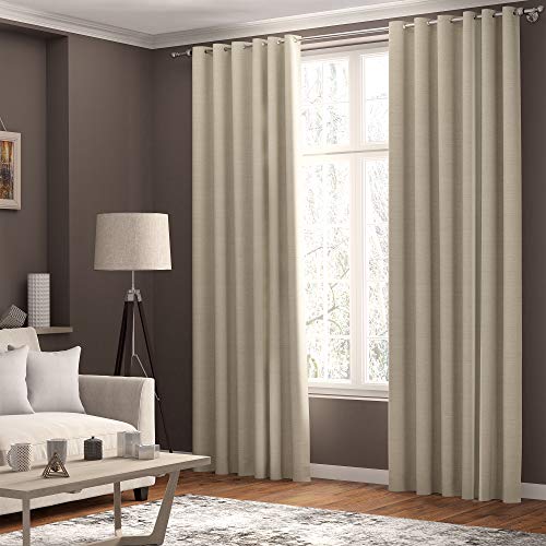 Curtains Faux Linen, Thermal Insulated, 3 Pass 100% Blackout Eyelet Curtains (Rustic Brown, 66 x 72 inch 168 x 183 cm)