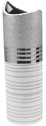 GILDE Lavena 47220 Crescent Moon Vase Silver/White/Light Grey Height 44 cm Width 13 cm Depth 13 cm