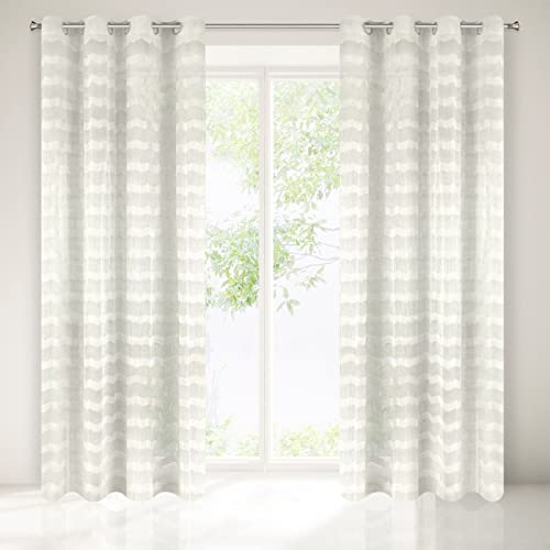 EuroF Irany Curtain with Eyelets 140 x 250 cm Polyester Plain, Cream – 250 X 140 X 1 cm