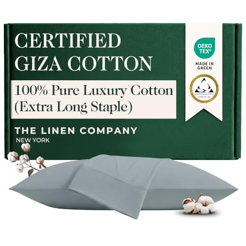 Egyptian Cotton Blended Long Staple Queen Size Pillowcases- 2Pcs,Light Blue - Blended with Long Staple Cotton Pillow Covers - Oeko-TEX, Skin Friendly & Breathable Pillowcases