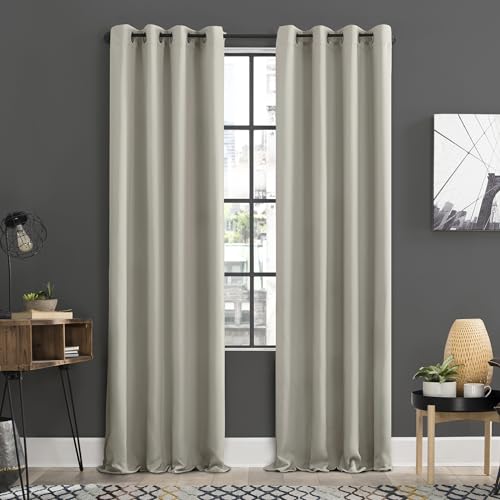 "Sun Zero Soho 2-pack Energy Efficient Blackout Grommet Curtain Panel Pair, 54"" x 96"", Pearl"