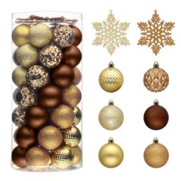 Valery Madelyn Christmas Tree Decorations Ornament Set for Valentines Mardi Gras St Patricks Day, 50ct 2.36 Inches Bronze Copper Gold Shatterproof Christmas Ball Ornaments Hanging Holiday Party Decor