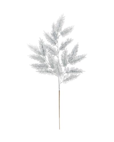 Silver Large Glitter Tip Christmas Tree Spray, 63cm Decorative Pick - Silver glitter tip spray, 63cm decorative Christmas tree pick for wreaths, garlands and festive arrangements