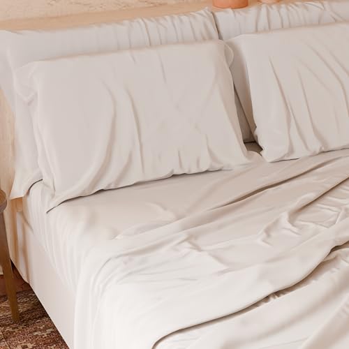 PETTI Italian Artisans - 4-Piece Maxi Double Bed Sheet Set, Soft and Breathable, Complete Bed Set with Top Sheet, Fitted Sheet with Elasticated Corners and 2 Pillowcases, White Sheets