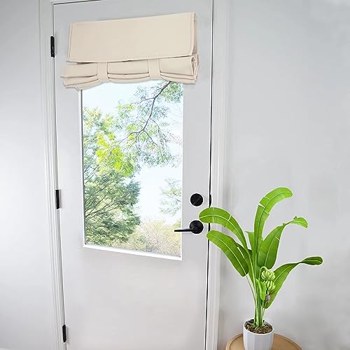 WdFour Room Darkening Solid Color Curtains - 4 Side Curtains for Glass Door - Front Door Sidelight Window Covering Tie-Up Shade (Oatmeal 25W x 40L Inches 1 Panel)