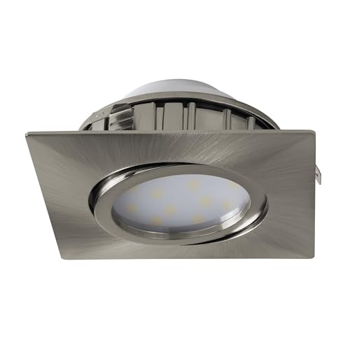 EGLO Pineda LED Recessed Spotlight Plastic LED Spotlight in Nickel Matt Recessed LED Flat and Swivelling L x W 8.4 cm