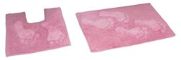 Rapport Home Feet Bath and Pedestal Mat Set, Cotton, New Pink, 80 x 50 x 2 cm