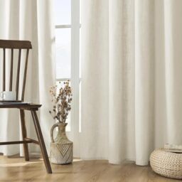 "Joydeco Linen Curtains 96 inch Length 2 Panel Set, Light Filtering Curtain for Living Room Bedroom, 52 inch Wide Drapes with Rod Pocket Back Tab (96"" Lx52 W, Ivory on Linen)"