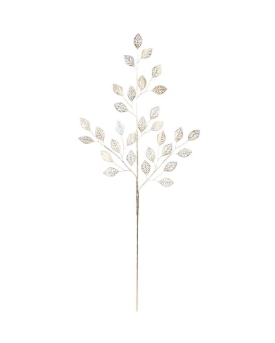 WeRChristmas Antique Gold Mesh Leaf Christmas Tree Pick, 65cm - 65cm metallic gold leaf pick with acrylic-style mesh foliage and gold foil-wrapped stem for trees and festive arrangements