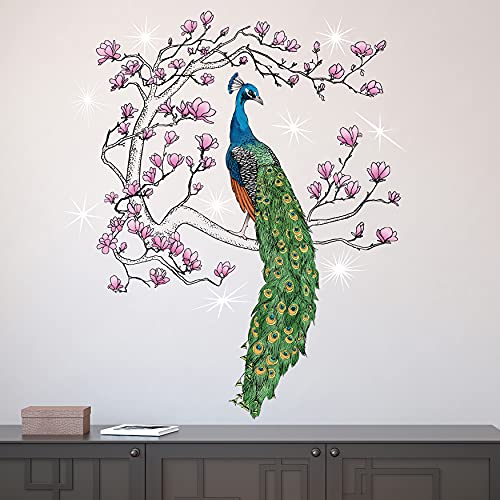Walplus Swarovski Crystals and King Peacock Wall Stickers, Multi-Colour