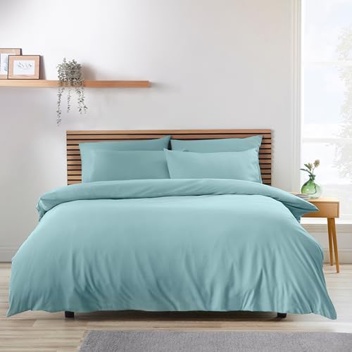 Catherine Lansfield So Soft Easy Iron Super King Duvet Cover Set Duck egg Blue