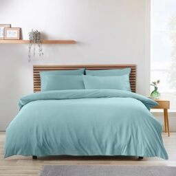 Catherine Lansfield So Soft Non-Iron Super King Duvet Cover Set Duck Egg