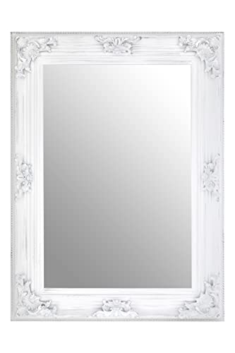 Premier Housewares Rectangular Wall Mirror/Classic Mirrors For Bathroom/Bedroom/Garden Walls Fancy Wall Mounted Mirrors For Hallway With White Finish W84 X D7 X H113cm.