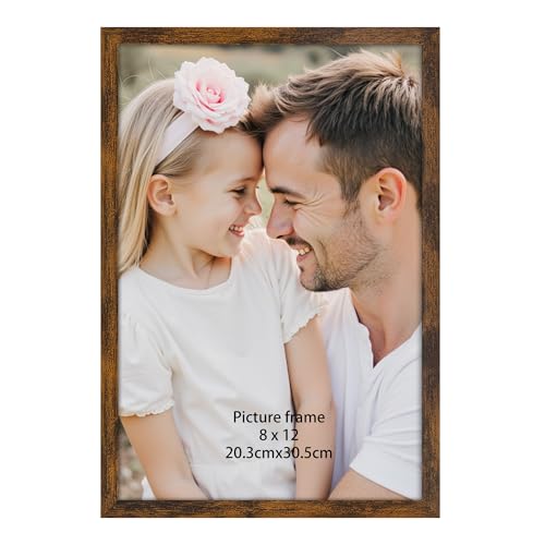 Ditwis 12x8 Photo Frame Brown, Classic Picture Frame for Living Room, Bedroom and Office, Wall or Desk Display