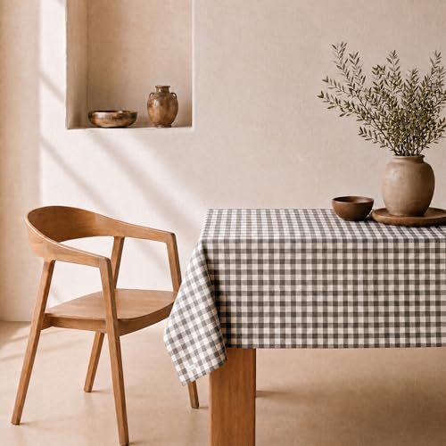 svet Stain Resistant Tablecloth, Extra Soft Fabric, Rectangular Table, Waterproof Cotton, 140 x 300 cm (Vichy Hazelnut)