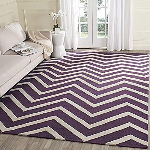 Safavieh Contemporary Indoor Hand Tufted Rectangle Area Rug, Cambridge Collection, CAM714, in Purple / Ivory, 152 X 244 cm for Living Room, Bedroom or Any Indoor Space