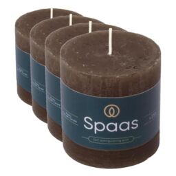 Spaas Rustic Pillar Candle 70/70 mm 25h, Dark Brown (Pack of 4)