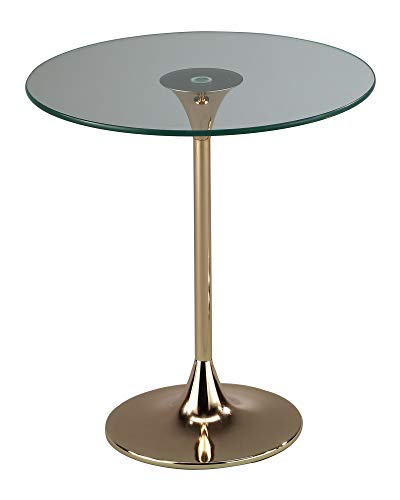 ASPECT Eleni Side/End Table-Clear Glass Top,Gold Finish Metal Base