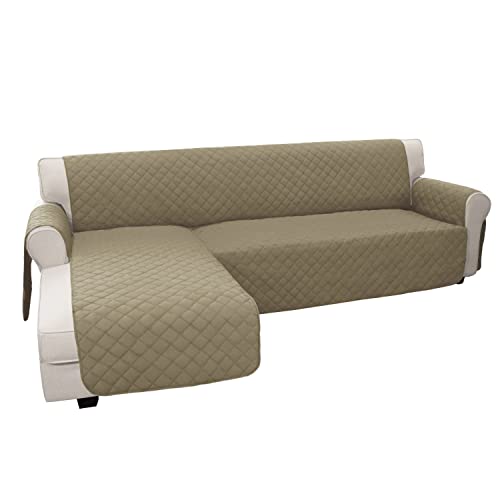 Easy-Going Sofa Slipcover L Shape Modular Sofa Cover Rectangular Chaise Lounge Cover Reversible Sofa Cover Furniture Protector for Pets Kids Kids Dog Cat (Small, Beige/Beige)