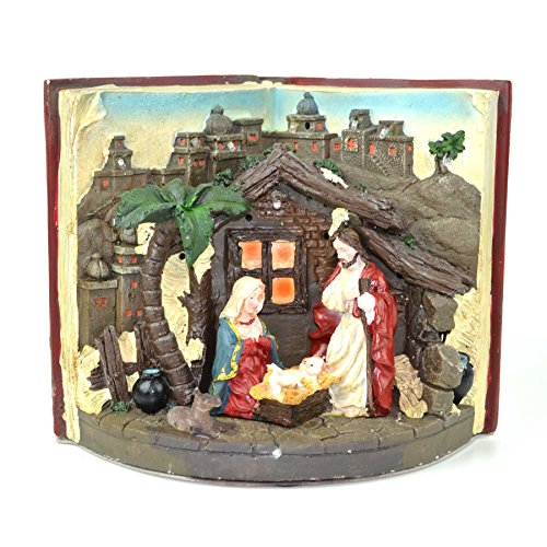 SHATCHI Christmas Nativity Sculpture Set Musical Light Up Indoor Home Xmas Decorations