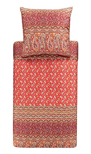 Bassetti Imperia R1 9323469 Bed Linen Set Cotton Mako Satin in Red 2-Piece with Zip Closure 135 x 200 cm / 80 x 80 cm