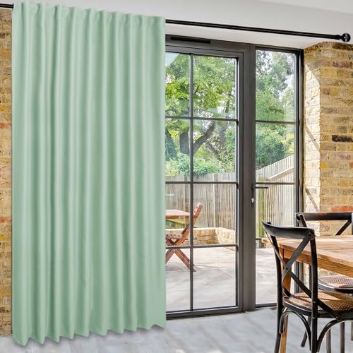 DWCN Room Divider Curtain - Patio Sliding Door Curtains, Extra Wide Blackout Curtains with Back Tab & Rod Pocket for Living Room and Bedroom Partition, 80 x 84 Inches Light Green