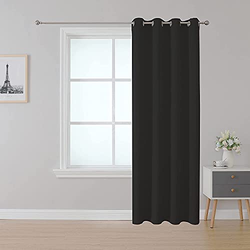 Upcortinassi Flame Retardant Curtain for School Fire Resistant Blackout Curtains Grommet Window Black 52 x 84 1 Panel