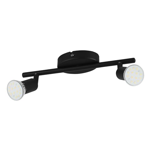 Eglo LED Ceiling Light Buzz-LED, 2 Light Black Metal Lighting, Living Room and Hallway Spotlight, GU10 Socket, 28,5 cm