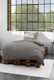 Bierbaum Bed Linen 3899 Mako Satin Bed Sheets, 100% Cotton, Designed in Germany, Taupe 82, 135 x 200 + 80 x 80 cm