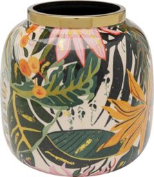 Kare Jungle Design Vase, Multicoloured, 17 cm Height, Flower Vase, Decorative Vase, Vessel for Flowers, Table Vase, Living Room