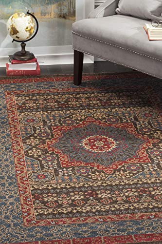 Safavieh Traditional Indoor Woven Rectangle Area Rug, Mahal Collection, MAH620, in Navy / Red, 201 X 279 cm for Living Room, Bedroom or Any Indoor Space